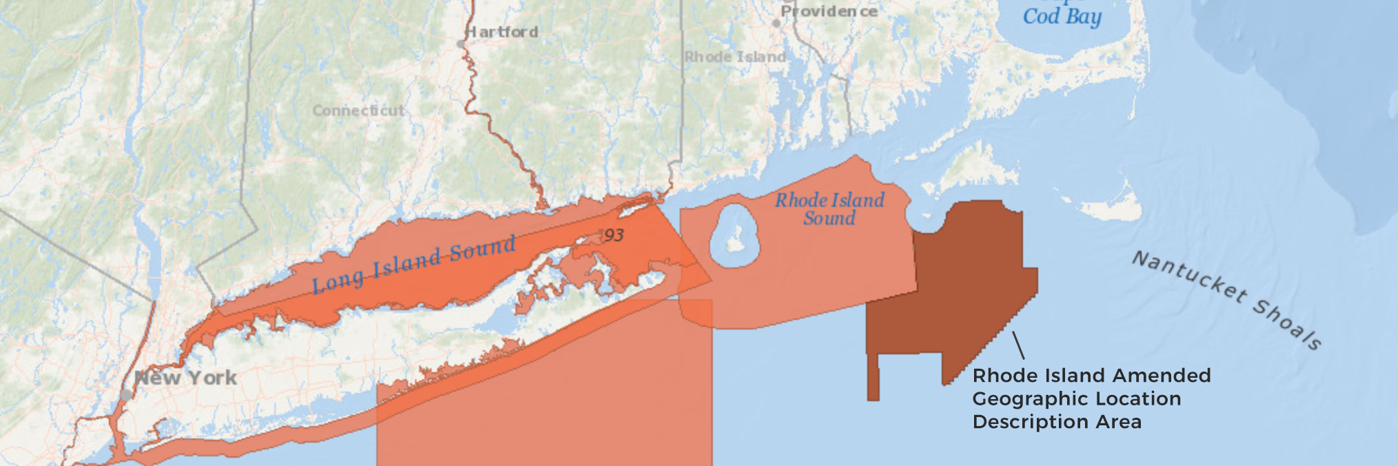 This screenshot shows the amendment to Rhode Island's geographic location description (GLD), along with other GLDs. 
