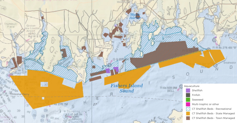 Aquaculture and Nautical Charts map layers on Oceans basemap